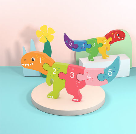 Puzzle 3D en Bois pour Enfant, Jouets d'Intelligence, Animaux de Dessin  Animé