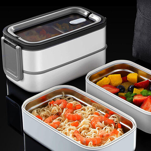 Portable Hermetic Lunch Box 2 Layer Grid Student Bento Box With Fork Spoon  Leakproof Microwavable Prevent Odor School