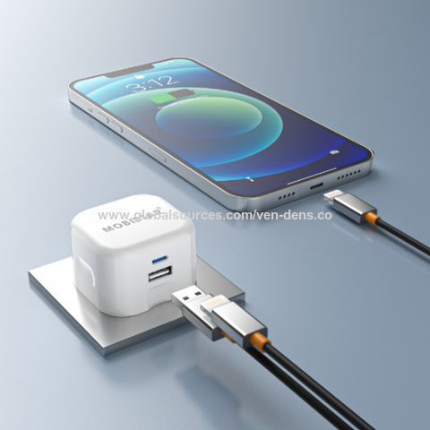 Carregador Rápido USB + Tipo C PD20W GaN, Estoque Disponível, Preço de Fábrica, OEM/ODM, MOQ flexível com Certificações UKCA/CE/ROHS/EMC/LVD/CB