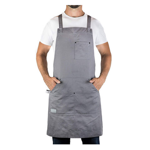 Chef Apron for Men and Women with Large Pockets , Adjustable Canvas Cross  Back Cotton Work Aprons,Size M to XXL, Black