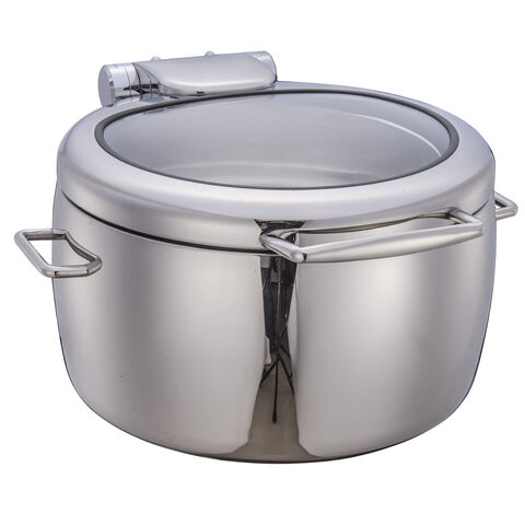 Chafing dish rond à induction de luxe en acier inoxydable 11L - Réchaud haut de gamme pour buffet et restauration
