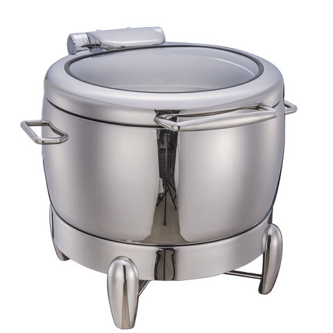 Chafing dish rond à induction de luxe en acier inoxydable 11L - Réchaud haut de gamme pour buffet et restauration