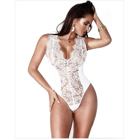 Sexy Dessous für den Sommer, nahtlose Bodys mit V-Ausschnitt, Spitze und Print für Damen