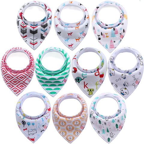 Baberos para bebés, paquete de 10, suaves y absorbentes para niños y niñas - Baberos bandana para babeo