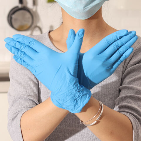 Guantes Desechables de Nitrilo, Sin Polvo, Grado Alimenticio, Sin Látex, 100 Unidades