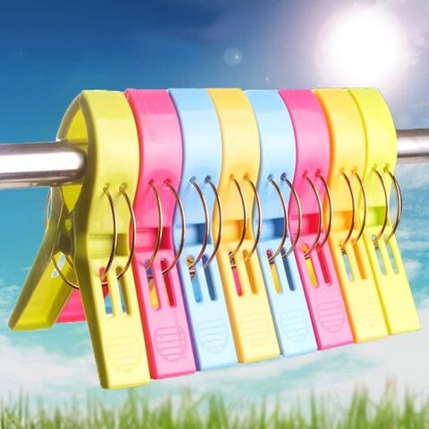 Pinzas para Toallas de Playa, Paquete de 8, Colores Brillantes, Tamaño Jumbo para Sillas de Playa