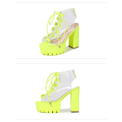 Bonbonfarbene, transparente PVC-Stiefel mit dicken Absätzen - Modische Schuhe im Großhandel