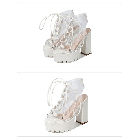 Bonbonfarbene, transparente PVC-Stiefel mit dicken Absätzen - Modische Schuhe im Großhandel