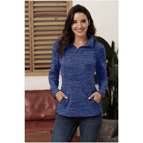 Damen Quarter Zip Sweatshirts Color Block Hoodies Langarm Pullover Top mit Taschen - Großhandel Damenbekleidung