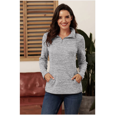 Damen Quarter Zip Sweatshirts Color Block Hoodies Langarm Pullover Top mit Taschen - Großhandel Damenbekleidung