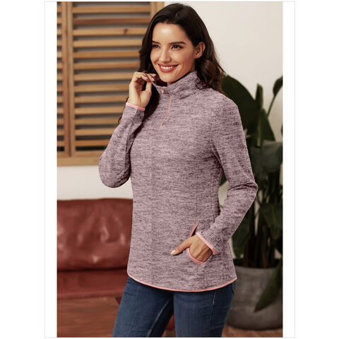 Damen Quarter Zip Sweatshirts Color Block Hoodies Langarm Pullover Top mit Taschen - Großhandel Damenbekleidung
