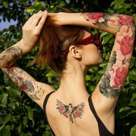 Borboleta flores tatuagem temporária adesivos para homens mulheres