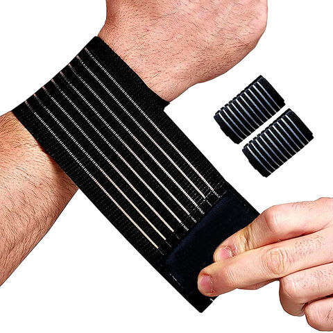 Bracelet - Sangle de compression réglable - Tissu élastique et respirant -  Manchon de soutien pour tennis, sport, exercice (bleu)