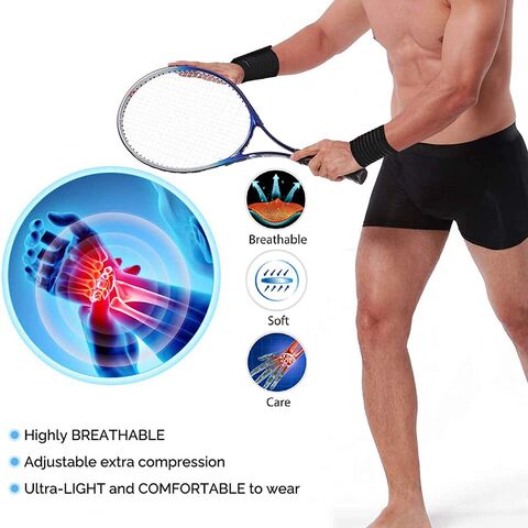 Bracelet - Sangle de compression réglable - Tissu élastique et respirant -  Manchon de soutien pour tennis, sport, exercice (jaune