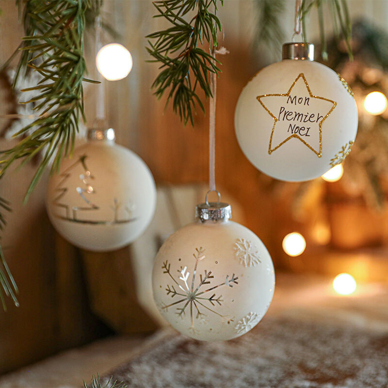 Wholesale Christmas Ornaments 10cm Various Patterns White Christmas