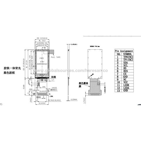 Module d'écran LCD TFT Mini IPS 0,96 pouce 80x160 ST7735S - Solution B2B