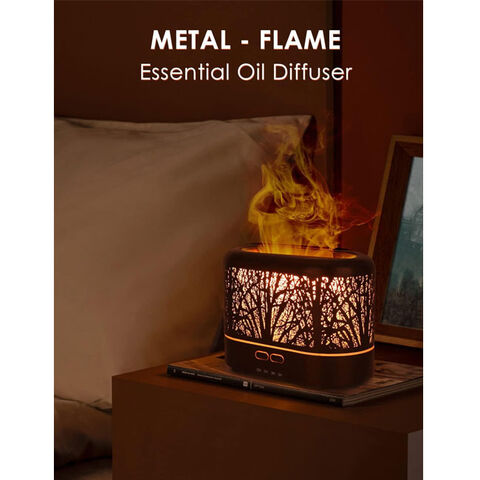 Diffuseurs d'Huiles Essentielles à Flamme, Diffuseurs pour Huiles Essentielles, Diffuseur d'Aromathérapie Métallique avec Lumière de Flamme