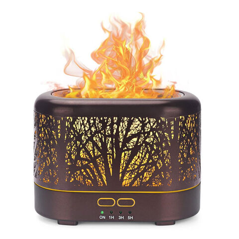 Diffuseurs d'Huiles Essentielles à Flamme, Diffuseurs pour Huiles Essentielles, Diffuseur d'Aromathérapie Métallique avec Lumière de Flamme