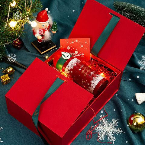 Boite Cadeaux Noel, Rectanguler Kraft Rouge 
