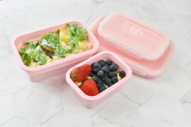 Silicone Portable Salad Bowl With Lid Foldable Folding Lunch Box