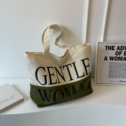 Fashionable Letter Printed Canvas Shopping Bag