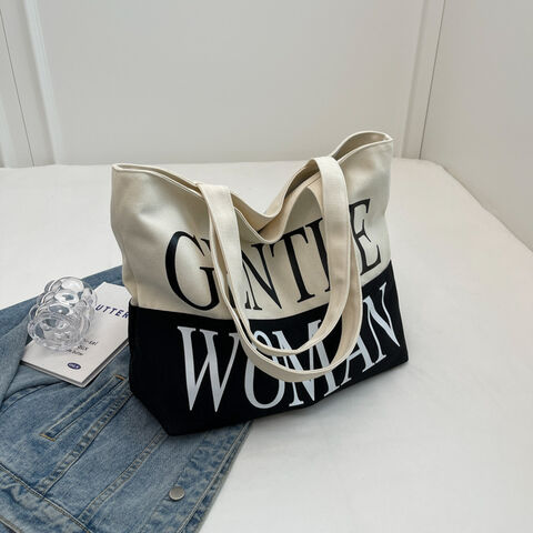 Gentle Woman Letter Print Canvas Bags Fashion Woman Tote Bag