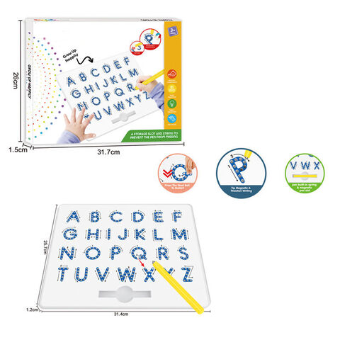 Tablette de Dessin Magnétique à Main Levée avec Alphabet Anglais et Billes Magnétiques pour Enfants - Jeu Éducatif