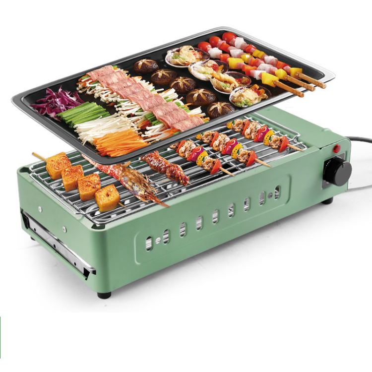 Hot Sell Indoor 1300w Smokeless Electric Bbq Grill Nonstick Skewers ...