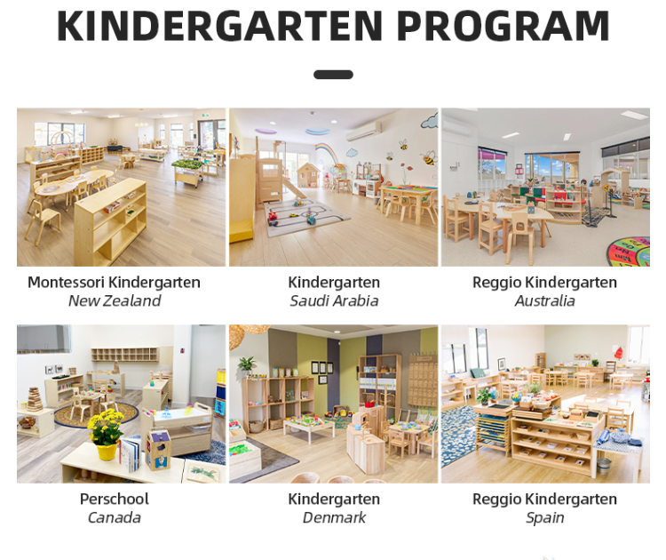 Xiair Montessori Wooden Preschool Kindergarten Curved Back Kids Tables ...