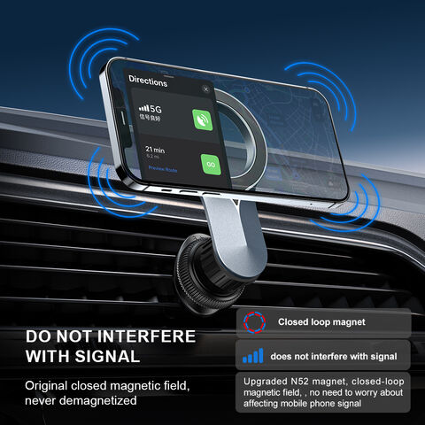 Support Telephone Voiture, Porte Tlphone Voiture Universel 360 Rotation, Aimant  Telephone Voiture, Magnetique Portable Adhsif Pour Smartphone, Compat