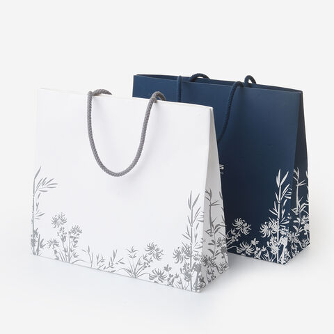 Custom own logo Luxury Matt White Paper Bag Packaging wedding gift bag  Shopping Bags With ribbon