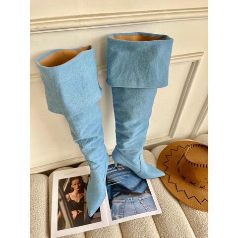 Over-the-knee High Heeled Women's Denim Boots for Sale Australia| New  Collection Online| SHEIN Australia