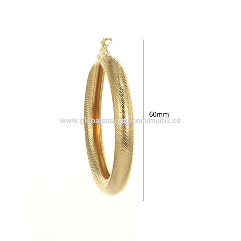 Boucles d'oreilles créoles géométriques exagérées à ressort en or 18 carats, clous d'oreilles en or massif Hip Hop pour femmes, bijoux cadeau pour filles
