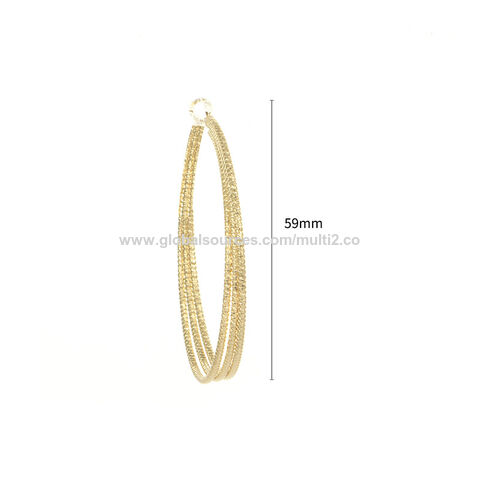 Boucles d'oreilles créoles géométriques exagérées à ressort en or 18 carats, clous d'oreilles en or massif Hip Hop pour femmes, bijoux cadeau pour filles