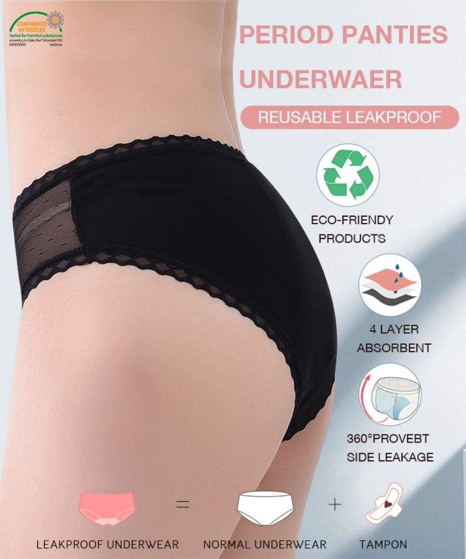 High Waist Physiological Menstrual Panties Calzones Mujer Algodón Leak  Proof Cotton Underwear Women Health Plus Size