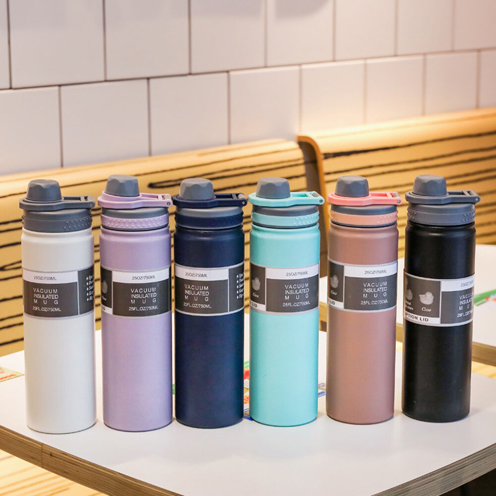 STAINLESS STEEL WATER BOTTLE DRINK 750ML VACUUM HOT COLD DRINK INSULATED  THERMOS