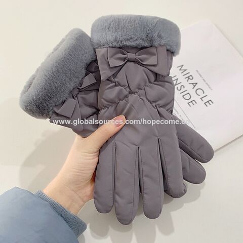 Women Winter Keep Warm Touch Screen Wool Knitting Gloves Elegant Fashion  Female Plus Velvet Inside Thicken Outdoor Gloves