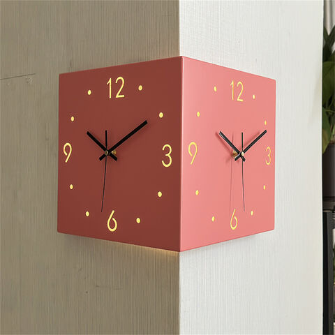 Buy Wholesale China Square Living Room Simple Double-sided Clock Iron Digital  Hollow-out Two-sided Wall Clock Luminous Corner Clock & Clock at USD 22