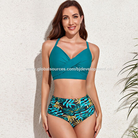 Fato de banho biquíni com estampa personalizada para meninas, conjunto de duas peças sexy para mulheres - Venda por atacado