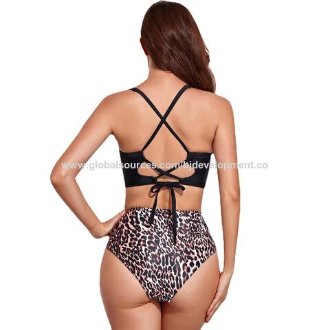 Fato de banho biquíni com estampa personalizada para meninas, conjunto de duas peças sexy para mulheres - Venda por atacado
