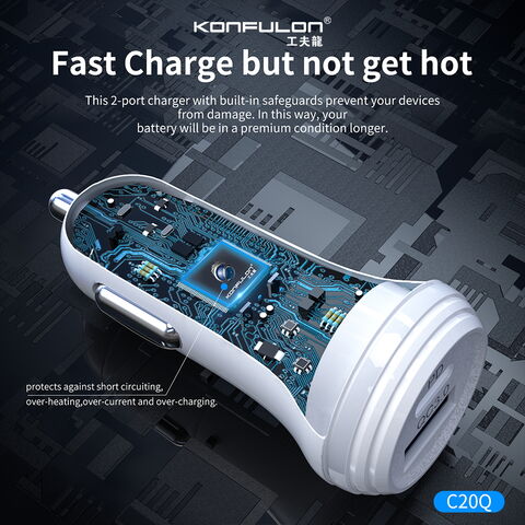 شاحن سيارة Konfulon USB C PD20W وشاحن سيارة للشحن السريع QC3.0 محول شاحن هاتف السيارة لأجهزة iPhone/Android