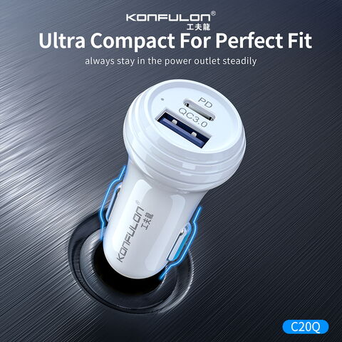 شاحن سيارة Konfulon USB C PD20W وشاحن سيارة للشحن السريع QC3.0 محول شاحن هاتف السيارة لأجهزة iPhone/Android