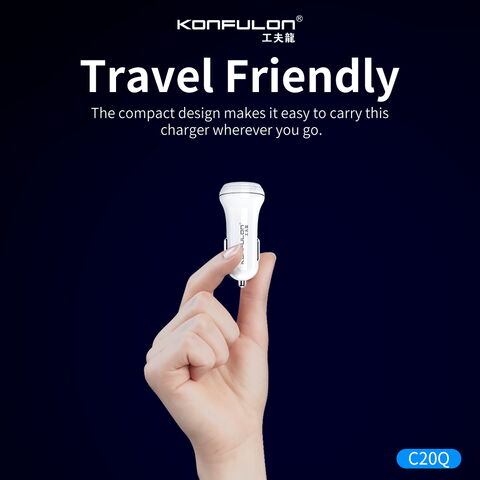 شاحن سيارة Konfulon USB C PD20W وشاحن سيارة للشحن السريع QC3.0 محول شاحن هاتف السيارة لأجهزة iPhone/Android