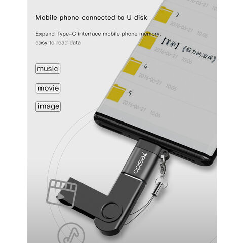 Adaptateur OTG Mini Multifonction YESIDO GS06 Type-C vers USB : Transfert de Données, Lecteur de Cartes et Conversion d'Alimentation pour Téléphones Mobiles