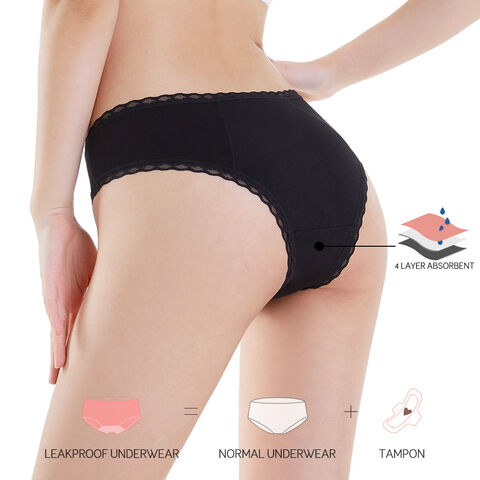 Wholesale Low Waist Period Stain Proof Pant Hygiene Calzones Menstrual  Black 4 Layer Absorb Menstrual Lace Period Panti - China Women' Underwear  and Period Undwear price