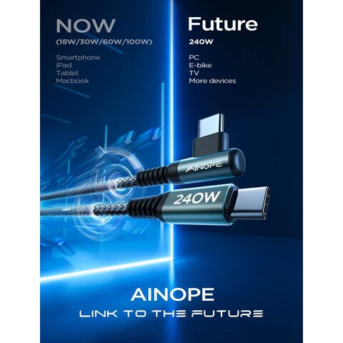 AINOPE Cable cargador USB C 100W 2Pack 6FT, cable cargador tipo C para  iPhone 15 Cable