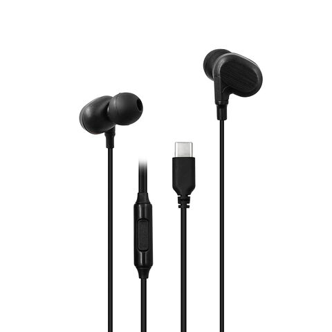 Auriculares tipo C al por mayor con precio OEM, nuevo modelo en ABS negro con control de volumen para teléfono