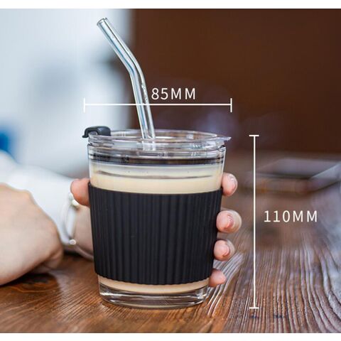  Yaomiao 4 Pcs 22 oz High Borosilicate Glass Tumbler Cup with Lid  and Straw, Iced Coffee Glass Tumbler Cups Wide Mouth Drinking Glasses  Travel Glass Drinking Bottle for Coffee Bar 