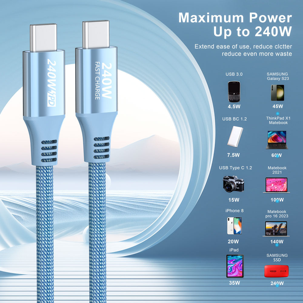 Chargeur rapide + câble USB-C 1,8 m. Marqueur 20W & E. Convient également  aux Huawei