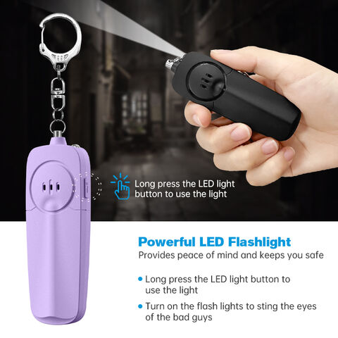 Acheter Porte-clés d'alarme de sécurité d'auto-défense, lampe de poche LED  pour femmes, filles et enfants, alarme sonore d'urgence sûre